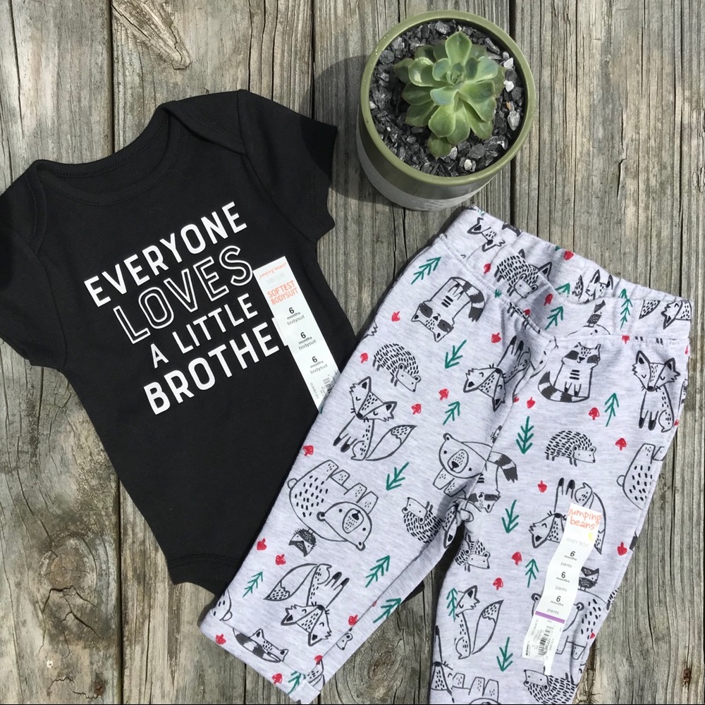 6 months ‘Little Brother’ woodland pants outfit